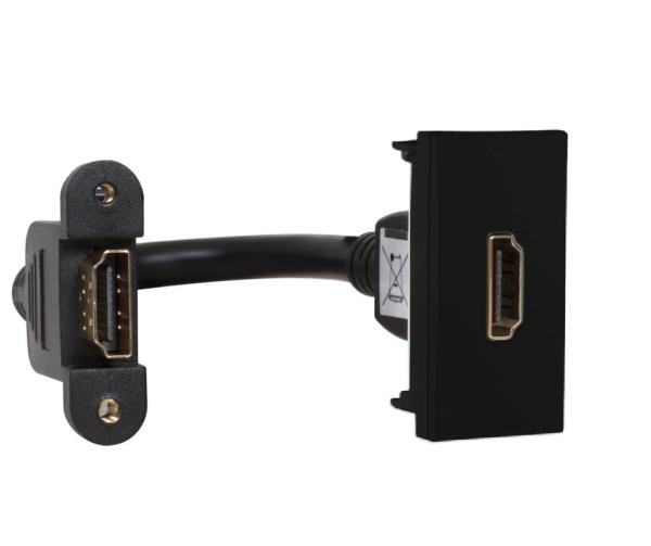 45435 SPT: Zásuvka HDMI s konektorom - 1 modul, čierna lesklá