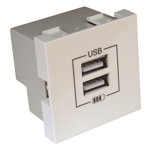 45439_SBR: USB nabíjačka, 2 výstupy, 2100 mA, biela (do vypredania zásob)