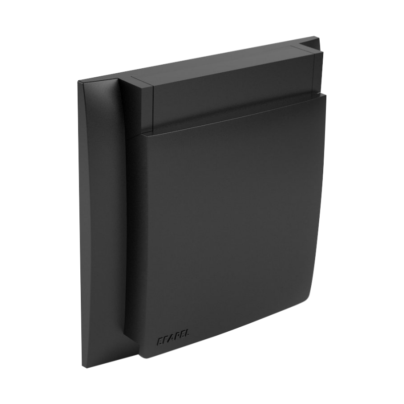 90961_TPM: Kryt zásuvky IP44 s rámčekom, čierna