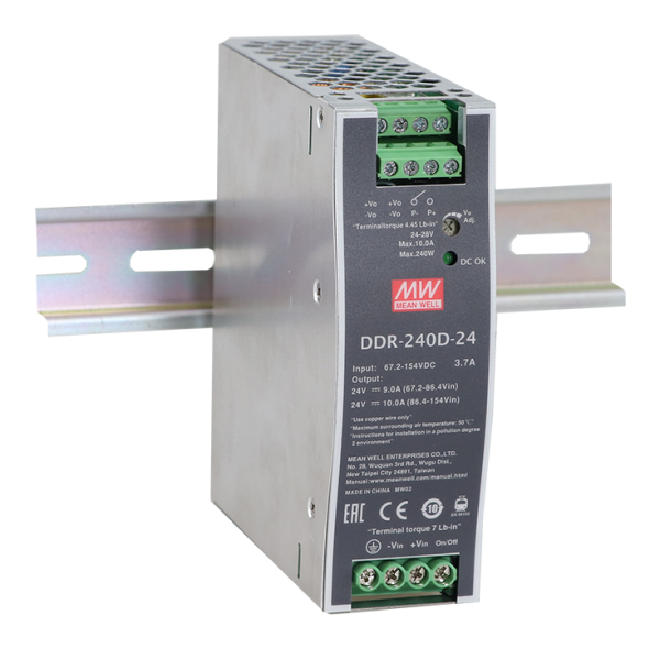 DDR-240D-24 DC/DC zdroj na DIN, 24V 0÷10A - DC/DC meniče