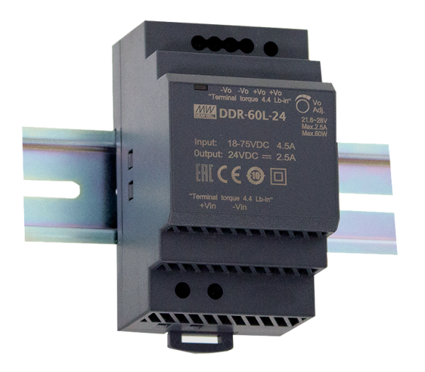 DDR-60L-5 DC/DC zdroj na DIN, 5V 0÷10.8A - DC/DC meniče
