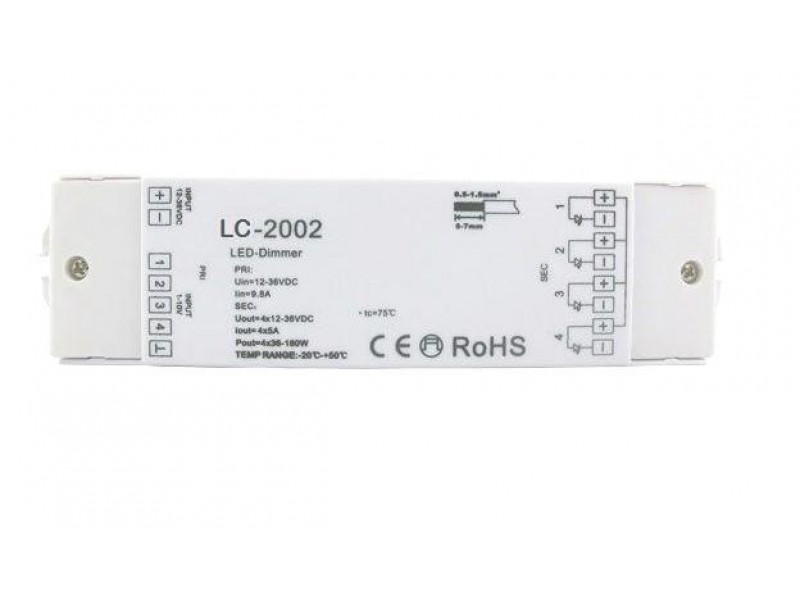 LC-2002-SR: Predradník na stmievanie LED, 1-10V, 4x5A
