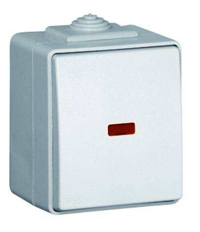48013_CBR: Spínač 1-pólový so signalizačnou LED, rad. 1, biela