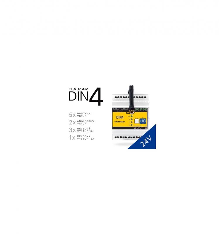 GSM-DIN4 24V - komunikátor verze na 24V DC/AC