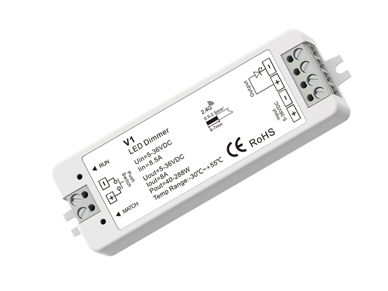 LED stmievač/prijímač 1x8A, 5-36V DC (12V/96W, 24V/192W), push-dim, pre ovládač LC-SD-R6R