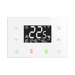 Sklenen� dotykov� termostat pre fancoily  RFTC-3/W, biely (volite�n� ikony)