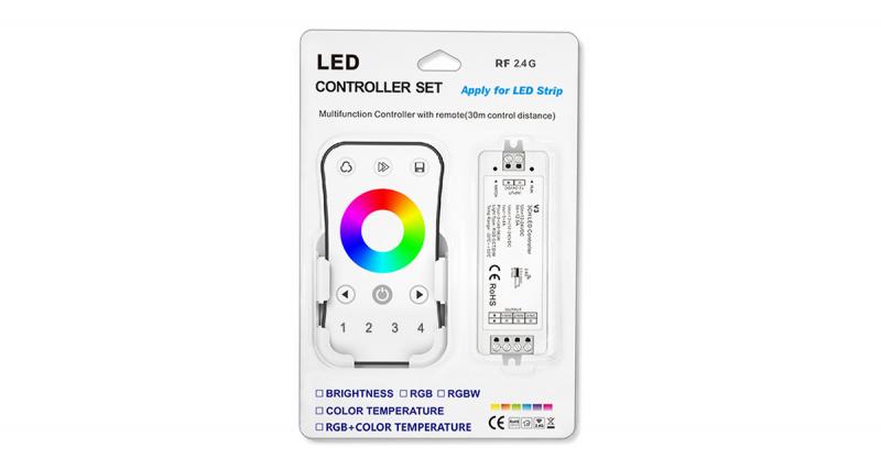 LED RGB ovládač/set, 3x4A,12-24VDC (12V/144W, 24V/288W), spolu s ovládačom LC-SD-R8